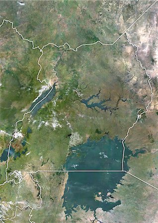 Uganda, True Colour Satellite Image With Border Stock Photo - Rights-Managed, Code: 872-06054851