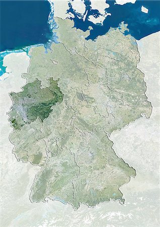 Germany and the State of North Rhine-Westphalia, True Colour Satellite Image Stock Photo - Rights-Managed, Code: 872-06055268