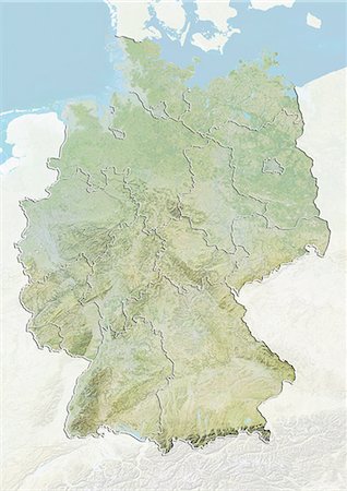 Germany, Relief Map With Boundaries of States Stock Photo - Rights-Managed, Code: 872-06055281