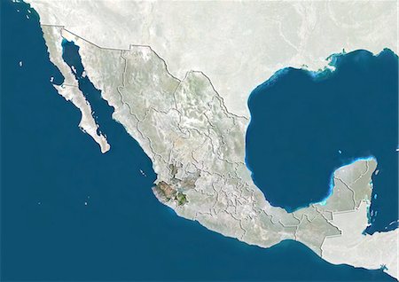 Mexico and the State of Jalisco, True Colour Satellite Image Stock Photo - Rights-Managed, Code: 872-06055445