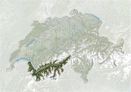 Switzerland and the Canton of Valais, True Colour Satellite Image Stock Photo - Rights-Managed, Code: 872-06055659