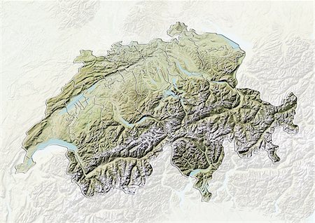 Switzerland, Relief Map With Canton Boundaries Stock Photo - Rights-Managed, Code: 872-06055669