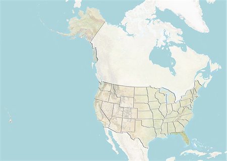 peninsula - United States and the State of Florida, Relief Map Stock Photo - Rights-Managed, Code: 872-06055859