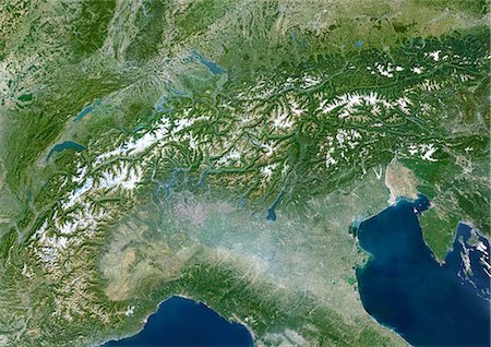 Satellite View of European Alps and Surrounding Area Stock Photo - Rights-Managed, Code: 872-06052959