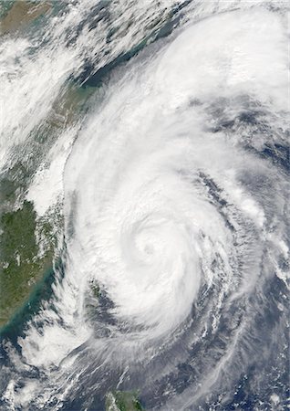 severe - Typhoon Haiyan, Western Pacific, In 2001, True Colour Satellite Image. Typhoon Haiyan on 16 October 2001 over the Western Pacific, covering the Ryukyu Islands between Taiwan and Japan. True-colour satellite image using MODIS data. Stock Photo - Rights-Managed, Code: 872-06053867