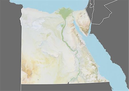 simsearch:872-06054589,k - Relief map of Egypt (with border and mask). This image was compiled from data acquired by landsat 5 & 7 satellites combined with elevation data. Foto de stock - Con derechos protegidos, Código: 872-06160280