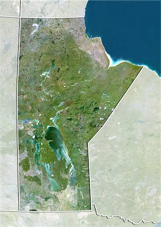Satellite view of Manitoba, Canada. This image was compiled from data acquired by LANDSAT 5 & 7 satellites. Stock Photo - Rights-Managed, Code: 872-06160510