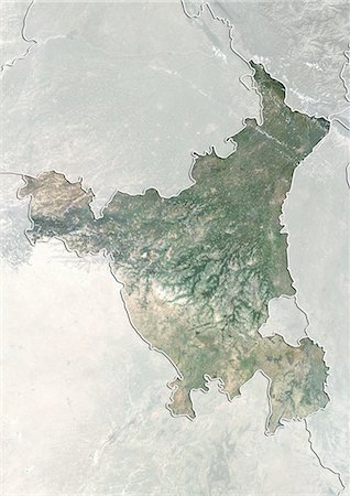 Satellite view of the State of Haryana, India. This image was compiled from data acquired by LANDSAT 5 & 7 satellites. Stock Photo - Rights-Managed, Code: 872-06160727