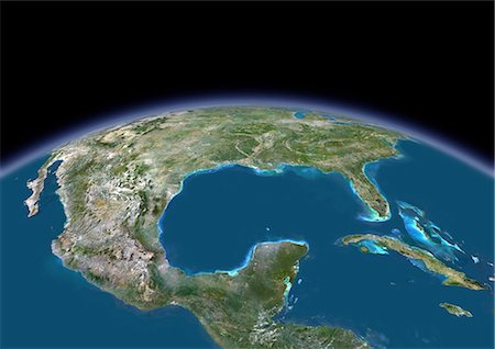 photography jamaica - 3D satellite image of the Gulf of Mexico. Stock Photo - Rights-Managed, Code: 872-08082783