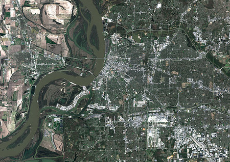 Color satellite image of Memphis, Tennessee, United States. Image collected on March 22, 2018 by Sentinel-2 satellites. Stock Photo - Rights-Managed, Code: 872-09185769