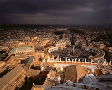 Aerial View of City and Storm Clouds Rome, Italy Stock Photo - Rights-Managed, Code: 873-06440397