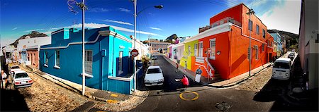 south africa street - Panorama image of BoKaap in Cape Town with kids playing cricket Stock Photo - Rights-Managed, Code: 873-07156726