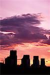 Silhouette of Farm Buildings at Sunset, Fort St. John British Columbia, Canada