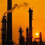 Silhouette of Petrochemical Plant At Sunset Sarnia, Ontario, Canada