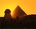 Sphinx and Pyramid of Chephren At Sunset Giza, Egypt