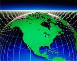 Globe with Grid and Horizon North America