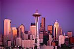 Toits de la ville au crépuscule, Seattle, Washington, Etats-Unis