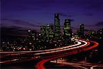 Skyline with Traffic at Dusk Seattle, Washington, USA