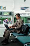 Businessman with Laptop Pearson International Airport Toronto, Ontario, Canada