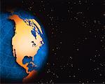 Globe avec ciel étoilé en Amérique du Nord