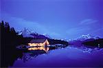 Cabin by Maligne Lake at Night Jasper National Park Alberta, Canada