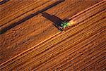 Aerial View of Harvesting Wheat Saskatchewan, Canada