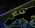 Karte von Europa mit Raster und Horizont
