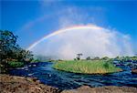 Zambezi River and Rainbow Above Victoria Falls, Zambia