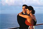 Couple in Formal Wear, Embracing On Cruise Ship