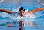 Man Swimming Butterfly Stroke