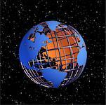Fil Globe étoilé nord du ciel et Amérique du Sud et océan Atlantique