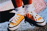 Close-Up of Child's Feet Wearing Sneakers