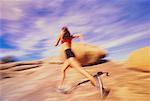 Blurred View of Woman Running Joshua Tree, California, USA