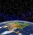 Globe dans le ciel étoilé en Amérique du Nord