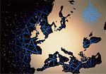 Karte gegen gestirnte Himmel Europa