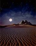 Desert and Pyramids at Night