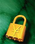 Gold Padlock with Yen Symbol