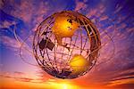 Wire Globe with Rings at Sunset North and South America