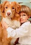 Portrait of Boy and Dog