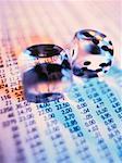 Close-Up of Dice on Financial Page