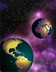 Deux Globes en espace nord, Europe et Amérique du Sud, Afrique
