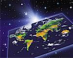 Carte du monde dans l'espace