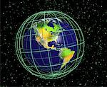 Globe et grille nord et Amérique du Sud