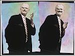 Diptych Portraits of Mature Man Smoking