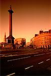 Trafalgar Square et la colonne de Nelson Londres, Angleterre, coucher de soleil