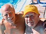 Portrait of Mature Men near Swimming Pool