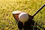 Close-Up of Golf Ball and Club