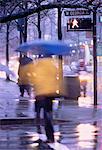 Rue animée de pluie, Vancouver (Colombie-Britannique), Canada