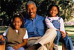 Portrait of Father and Daughters Outdoors