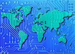 World Map and Circuit Board